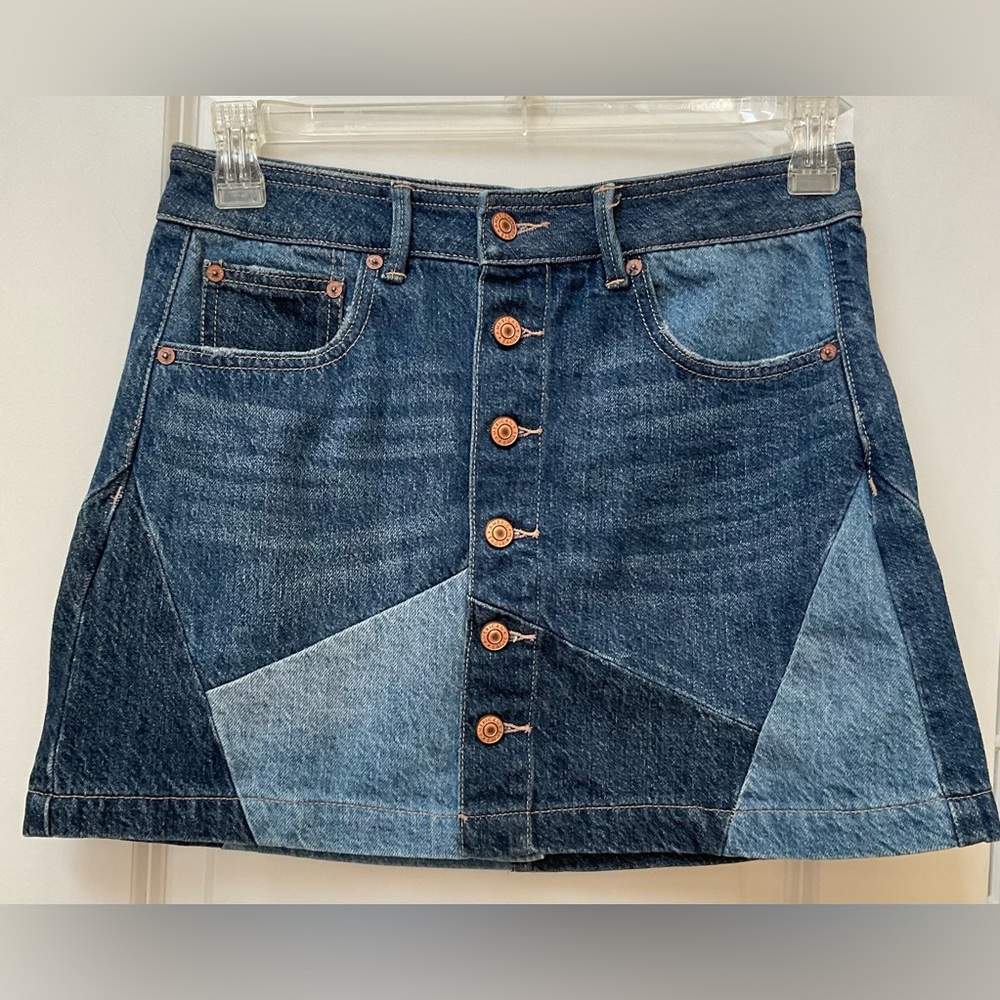 American Eagle Patchwork Denim Mini Skirt